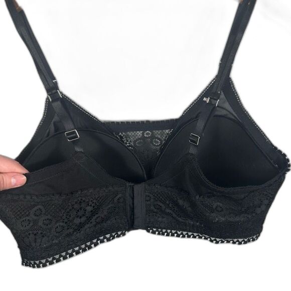 Aerie Black Real Power Wireless Push Up Joy Convertible Lace Bra Size 36DD Sexy - Picture 12 of 16